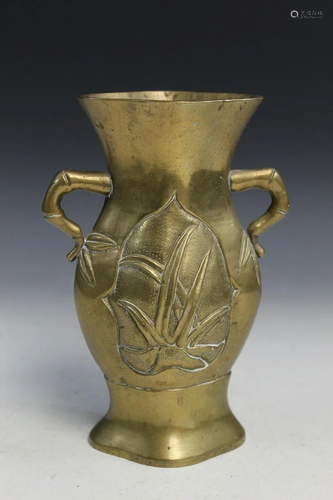 Chinese Brass Flower Vase