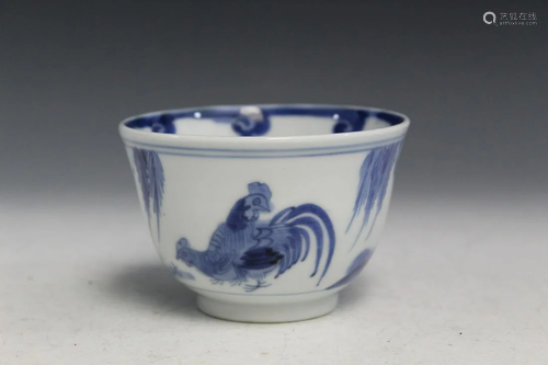 Chinese Blue and White Porcelain Chicken Cup.