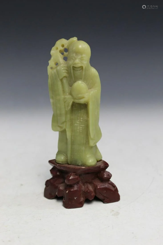 Chinese Carved Soapstone Shoulao Figurine