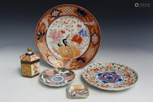 Group of Five Japanese Porcelains