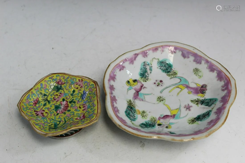 Two Chinese Famille Rose Porcelain Dishes