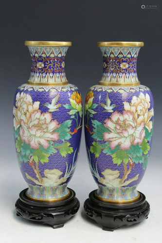 Pair of Chinese Cloisonne Vases