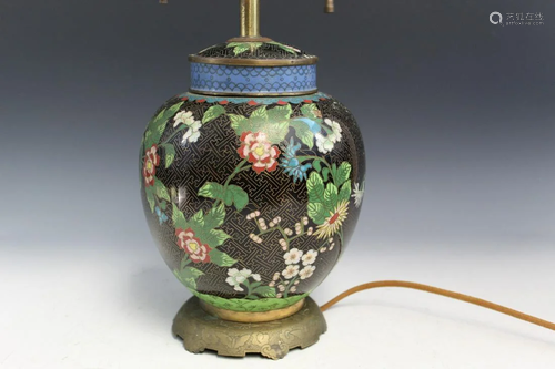 Chinese Cloisonne Jar Lamp