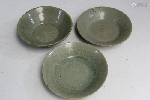 Three Chinese Celadon Dishes