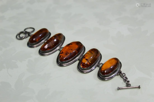 Silver Amber Bracelet