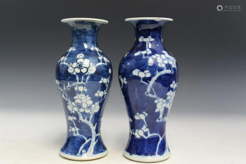 Pair Of Chinese Blue and White Porcelain Vases