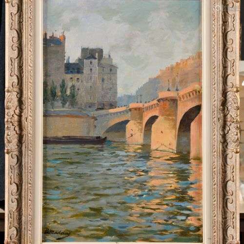 PAUL MADELINE (1863-1920) Paris, la Seine, le Pont-Neuf Huil...
