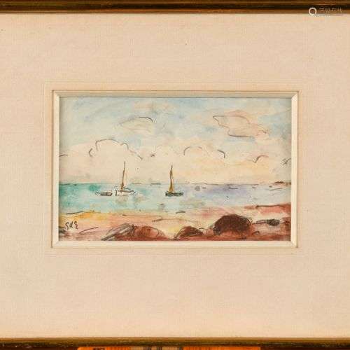 GEORGES D’ESPAGNAT (1870-1950) Voiliers Aquarelle Signé des ...