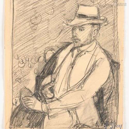 PIERRE ROY (1880-1950) Portrait d’homme au chapeau Graphite ...