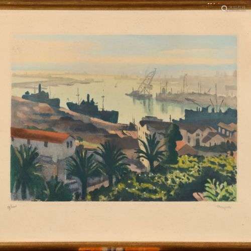 ALBERT MARQUET (1875-1947) Alger, le port, temps calme Litho...
