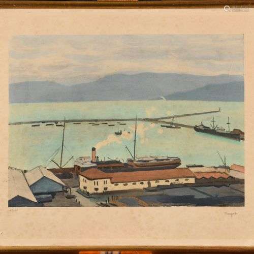 ALBERT MARQUET (1875-1947) Le port de Bougie, Algérie Lithog...