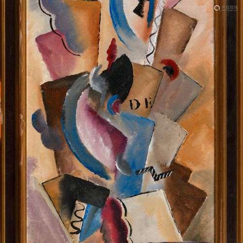 PATRICK LEROY (NE EN 1948) Composition cubiste «DE» Huile su...