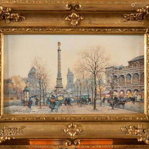 EUGENE GALIEN-LALOUE (1854-1941) Place du Châtelet Gouache S...