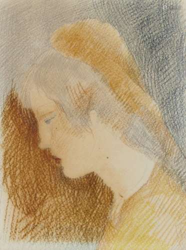 MARIE LAURENCIN (1883-1956) Jeune fille au foulard, 1930 Cra...
