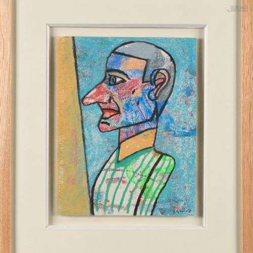 ANTONIO SEGUI (NE EN 1934) Homme en buste de profil Pastel s...