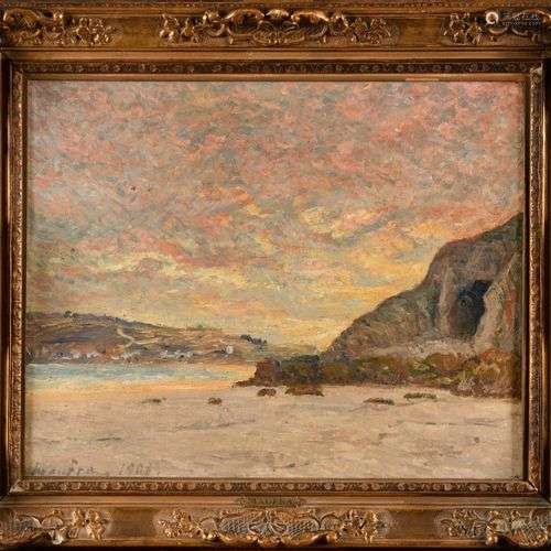 MAXIME MAUFRA (1861-1918)Soleil couchant, plage de Morgat, F...