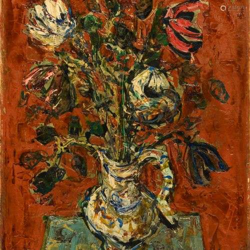 PAUL AÏZPIRI (1919-2016) Bouquet dans un pichet Huile sur to...