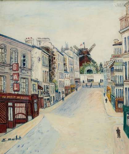 ÉLISÉE MACLET (1881-1962) Rue à Montmartre avec Moulin de la...
