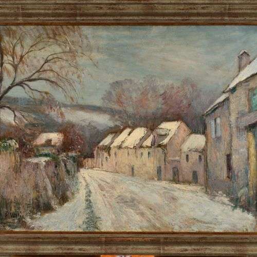 PAUL VOGLER (1852-1904)Route sous la neige, VillainesHuile s...