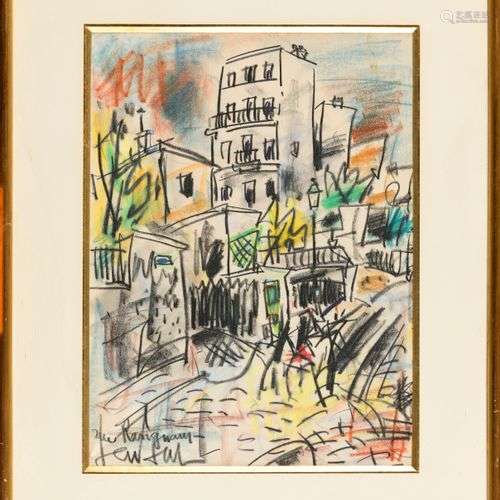 GEN PAUL (1895-1975) Paris, rue Ravignan à Montmartre Pastel...