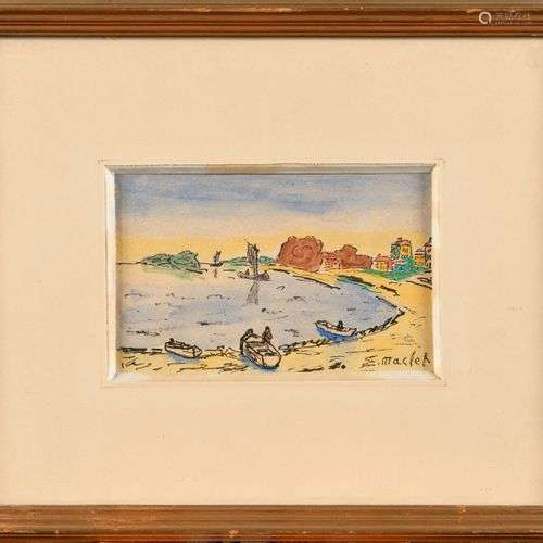 ELISEE MACLET (1881-1962) Bord de mer Aquarelle sur papier S...