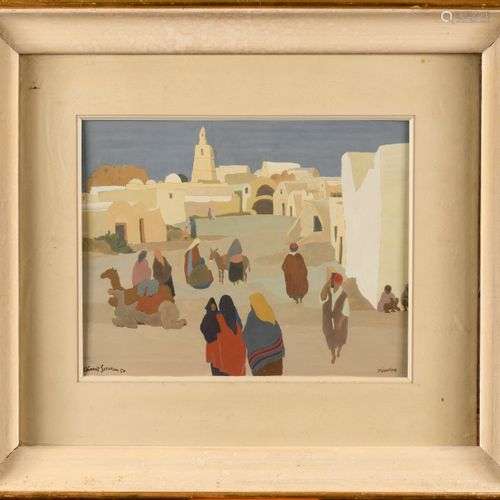 CLEMENT-SERVEAU (1886-1972) Rue de Medenine, Tunisie Gouache...