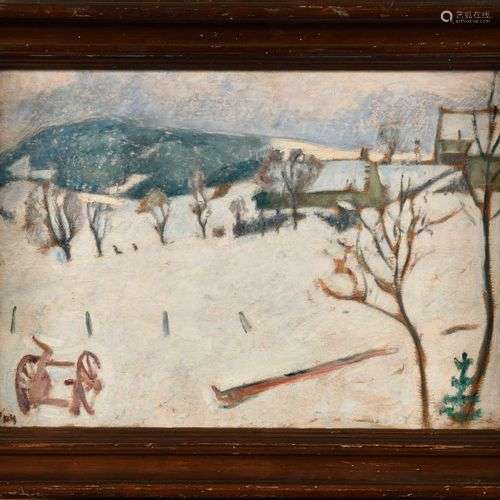 JEAN PUY (1876-1960) Paysage de neige Huile sur toile Signé ...