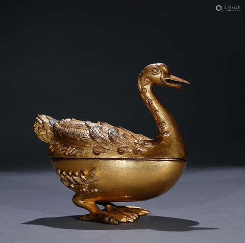 GILT BRONZE CAST GOOSE SHAPED PENDANT