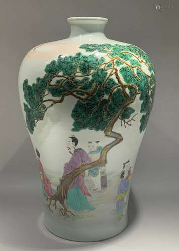 FAMILLE ROSE GLAZE VASE WITH FIGURE PATTERN