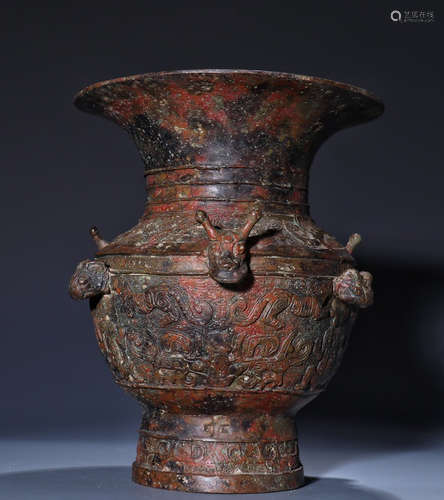 BRONZE CAST BEAST PATTERN VASE