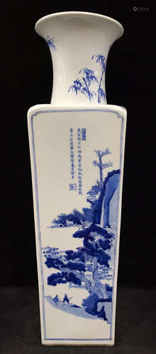 BLUE&WHITE GLAZE LANDSCAPE PATTERN VASE