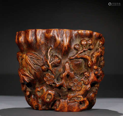 CHENXIANG WOOD CARVED BRUSH POT