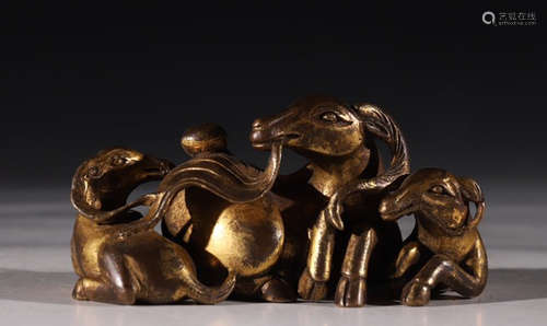 GILT BRONZE CAST GOAT SHAPED PAPERWEIGHT