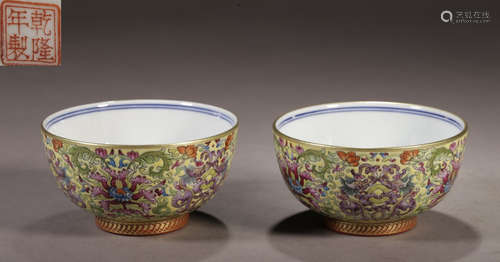 PAIR OF QIANLONG MARK BLUE&WHITE GLAZE BOWLS