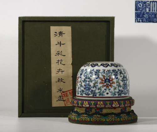 DOUCAI GLAZE BRUSH WASHER WITH FLORAL PATTERN