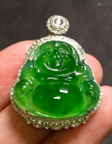 ICY GREEN JADEITE BUDDHA PENDANT