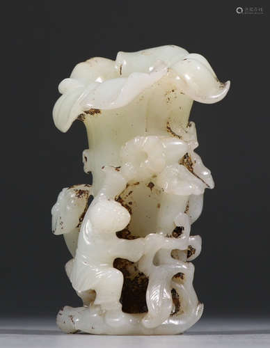 HETIAN JADE CARVED KID PENDANT