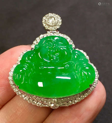 ICY GREEN JADEITE BUDDHA PENDANT