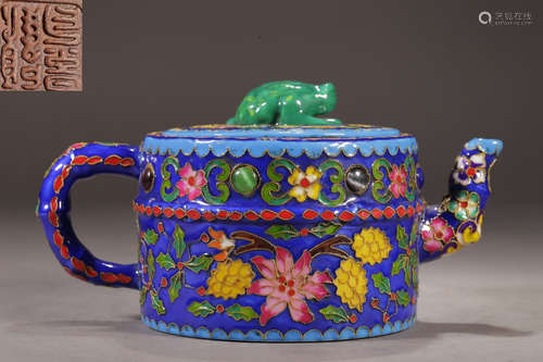 ZISAH ENAMELED GLAZE TEAPOT