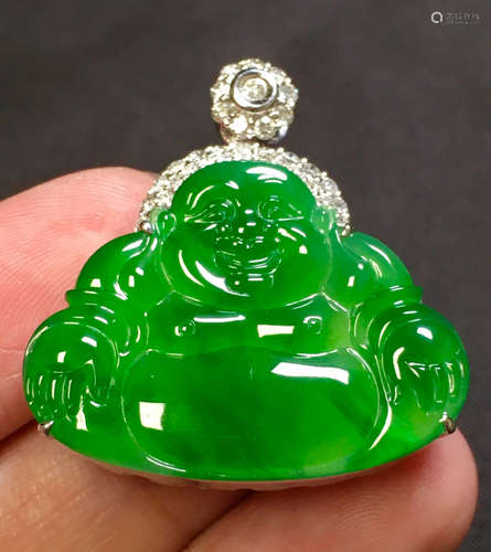 ICY GREEN JADEITE BUDDHA PENDANT