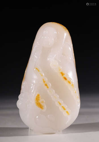 HETIAN JADE SEED CARVED FIGURE PENDANT