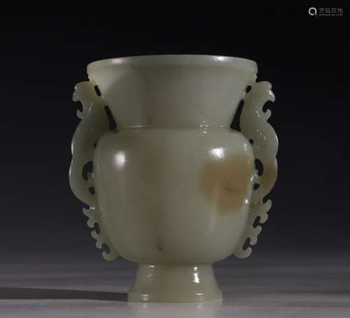 HETIAN JADE SEED CARVED VASE