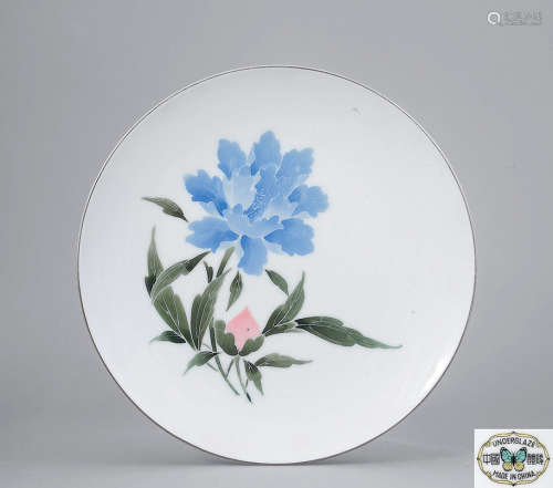 六十年代 釉中彩花卉紋盤 