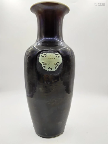 Black glazed vase