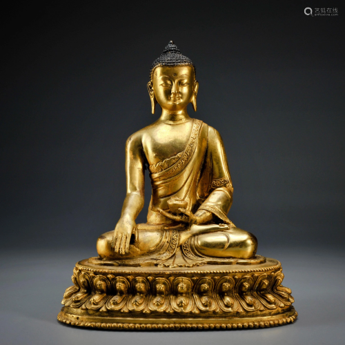 A Gilt-bronze Seated Shakyamuni Qing Dynasty