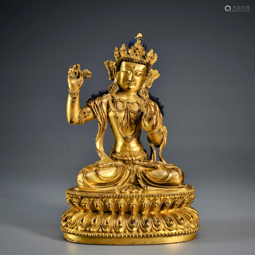 A Gilt-bronze Seated Vajrapani Qing Dyansty