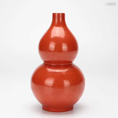 A Coral Red Double Gourds Vase Guangxu Period