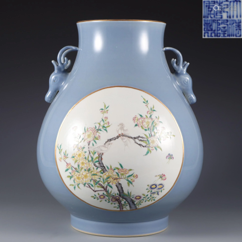 A Famille Rose ZUn Vase Qing Dynasty