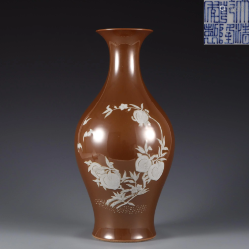 An Aubergine Glaze and Reserve Decorated Vase Qing