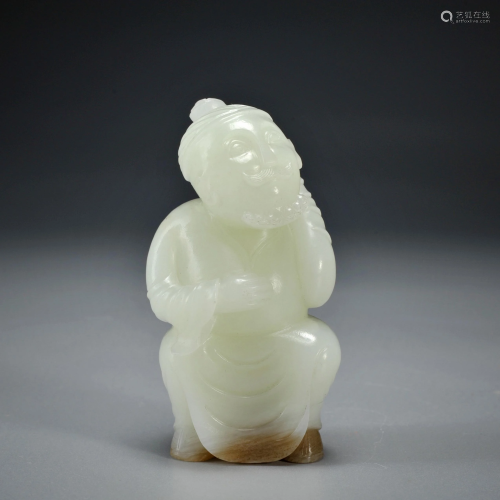 A Carved White Jade Figure Ming Dynasty